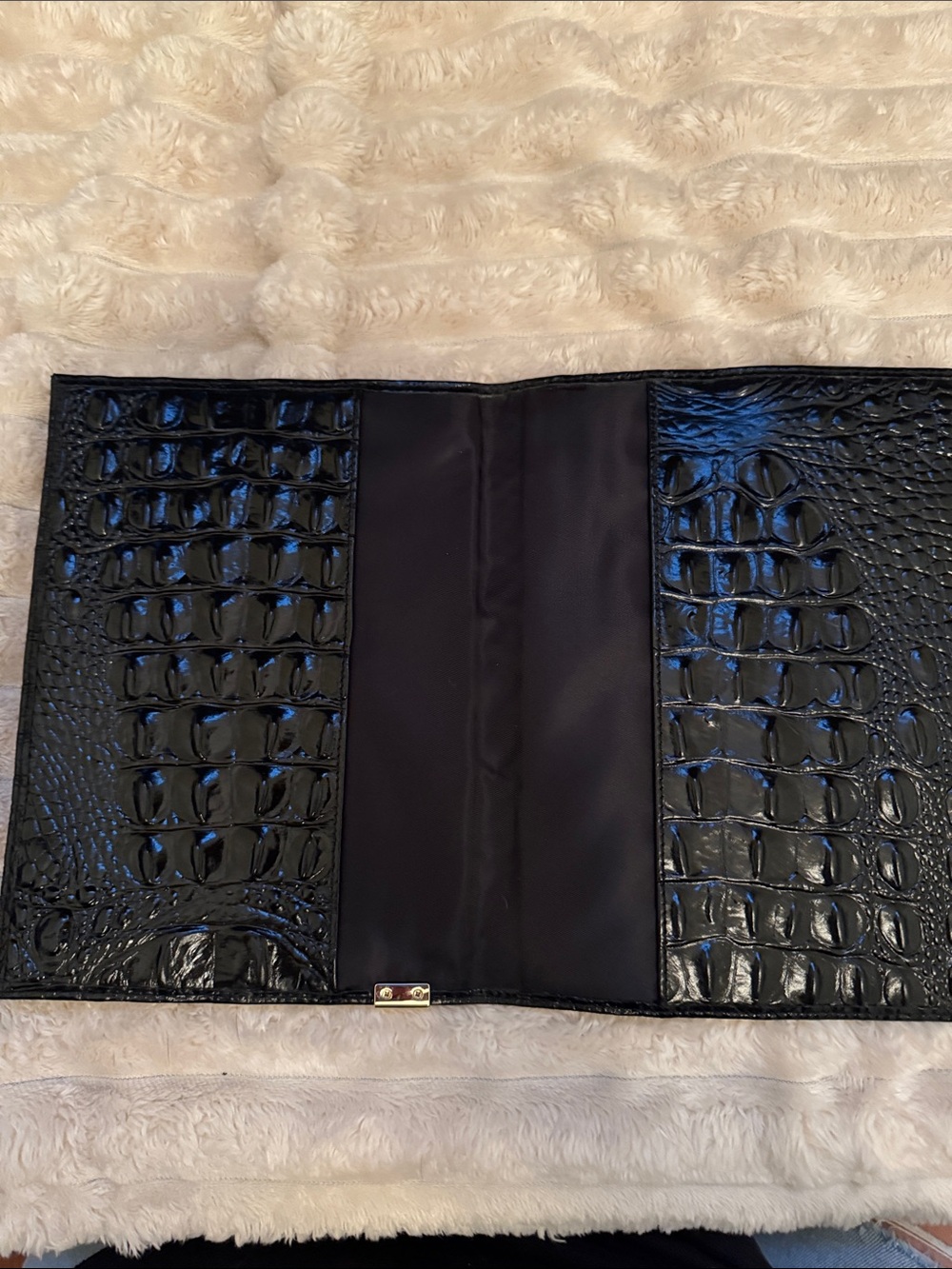 Brahmin Black Croc-Embossed Leather Folio/ journal cover with Logo Plaque - Picture 3 of 4